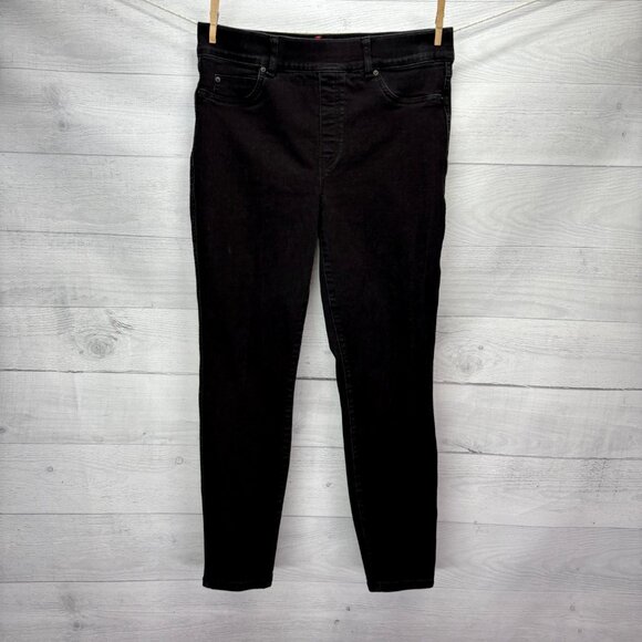 Spanx Ankle Skinny Jeans Womens Size Large Black Stretch Pull On Flattering Fit - Picture 2 of 11